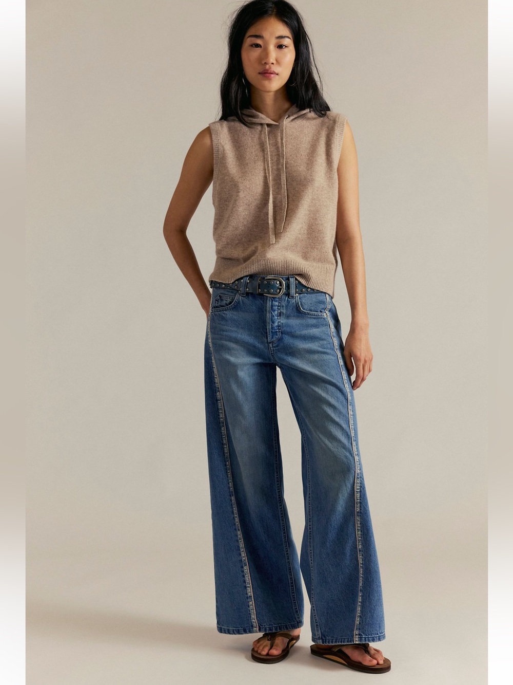 Free People We The Free On The Edge Selvedge Wide-Leg Jeans - 28
